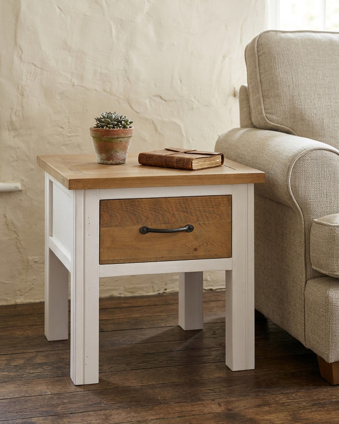 Chalkwash White Lamp Table with DrawerWFS-BH-CHA10B