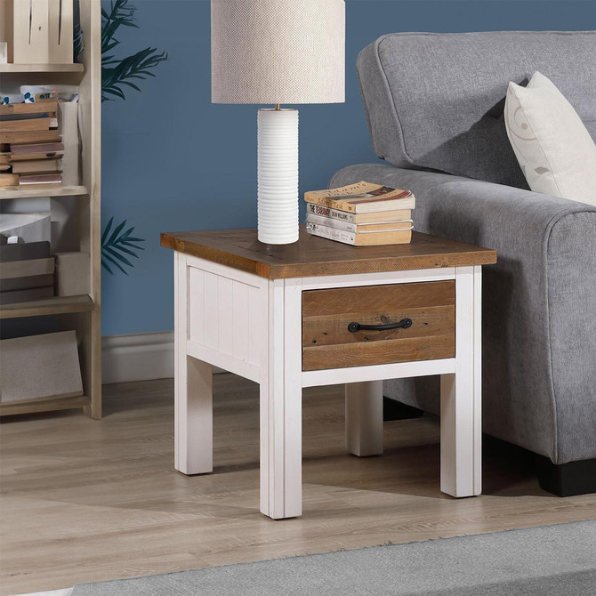 Splash of White Lamp Table with Drawer VTTW10B
