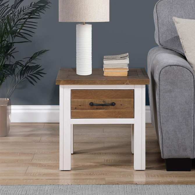 Splash of White Lamp Table with Drawer VTTW10B
