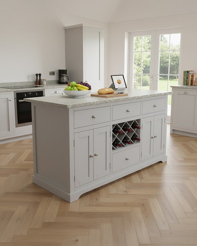 Grey Lingham Kitchen Island with Storage finished with a Grey Granite Top - WFS-BH-LIN01A-G