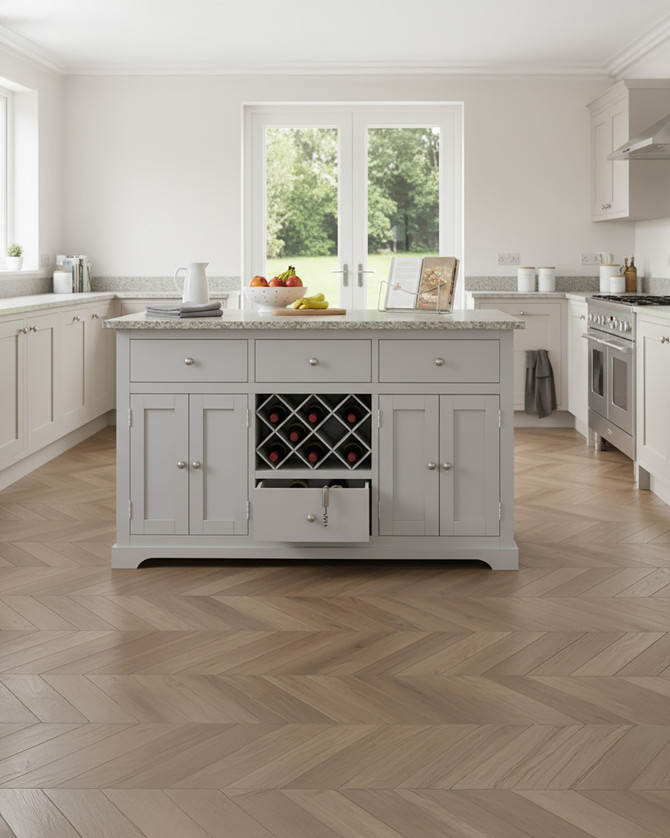 Grey Lingham Kitchen Island with Storage finished with a Grey Granite Top - WFS-BH-LIN01A-G