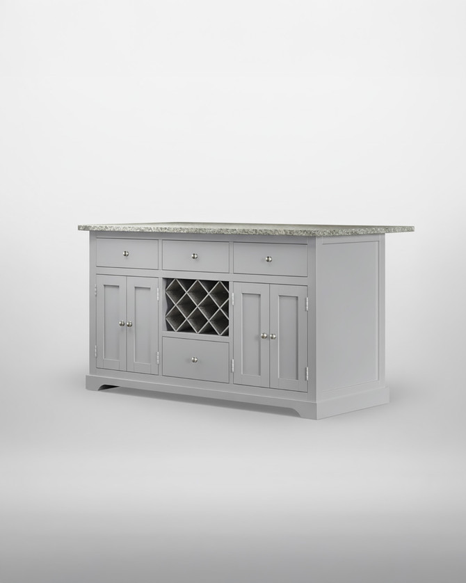 Grey Lingham Kitchen Island with Storage finished with a Grey Granite Top - WFS-BH-LIN01A-G