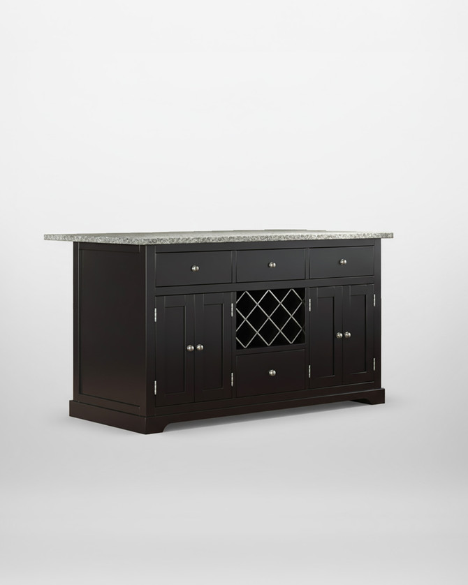 Black Kitchen Island With Grey Granite Worktop - WFS-BH-CKI01C-G