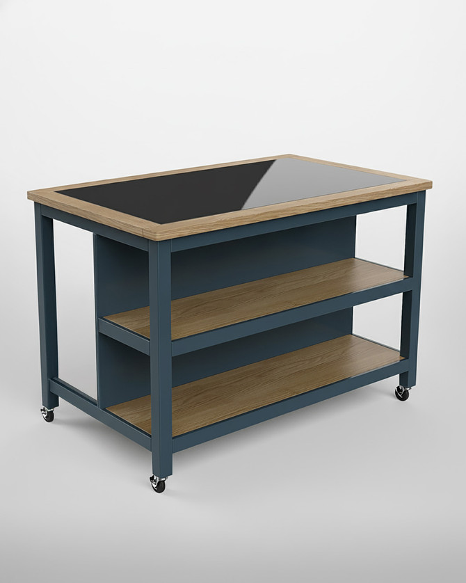 Lingham Kitchen Island in Blue with an Open Base and Breakfast Bar Worktop - WFS-BH-LIN02C