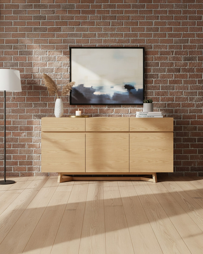 Seraya Malaysian Oak Large Sideboard with Three Doors