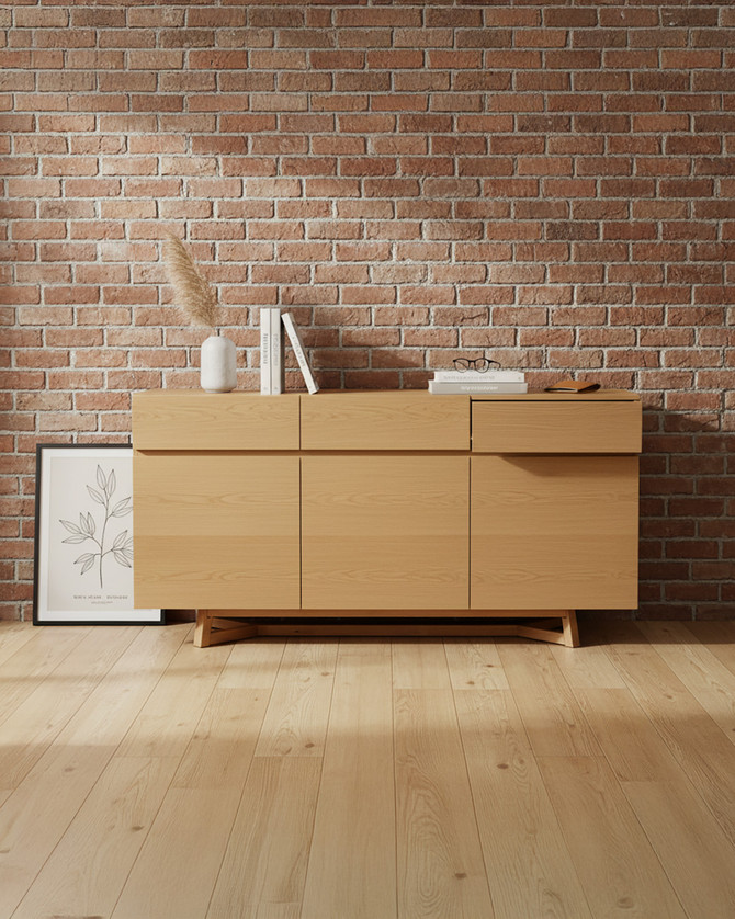 Seraya Malaysian Oak Large Sideboard with Three Doors