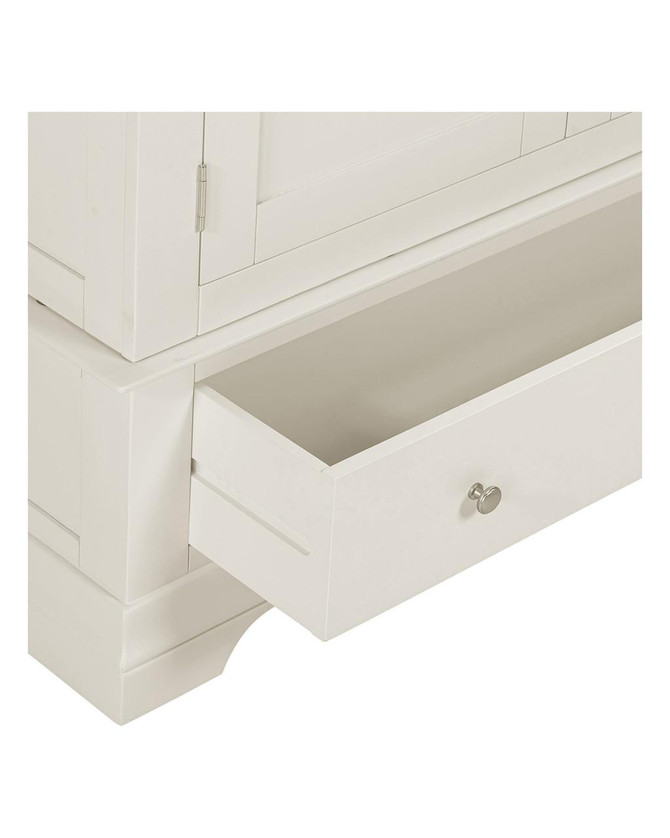 Vermont 3 Door Wardrobe in Ivory, close-up of the spacious drawer with a silver knob and detailed design accents.