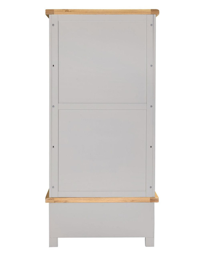 Hampton Pebble Grey 2 Door 1 Drawer Wardrobe HG100-101-230, modern bedroom furniture featuring a grey finish with natural wood accents on the top and bottom panels.