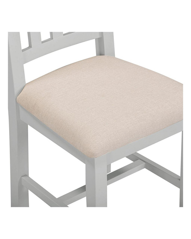 Hampton Pebble Grey Slatted Chair (Box of 2), close-up of a grey slatted chair with a beige cushioned seat.