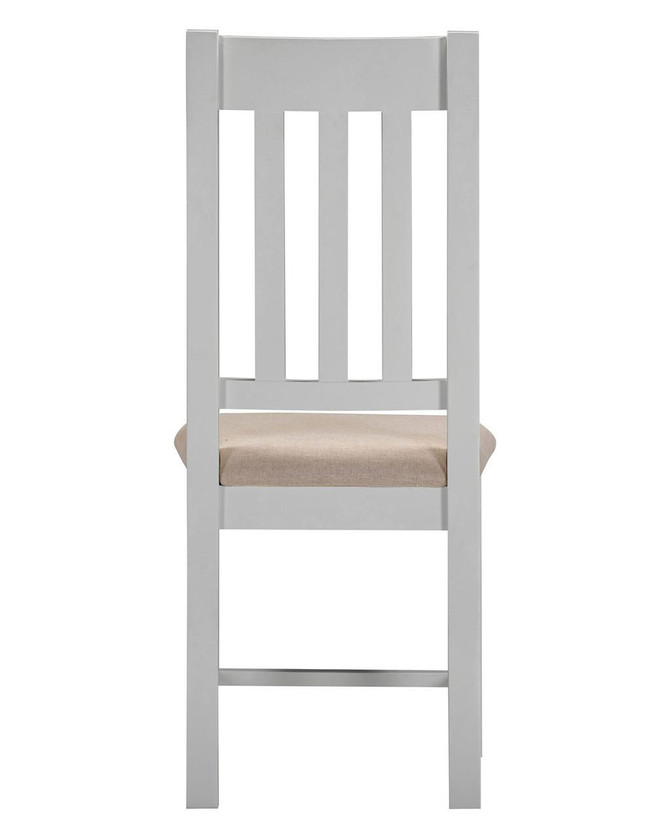 Hampton Pebble Grey Slatted Chair (Box of 2), front view of a modern outdoor chair with slatted backrest and a beige cushion, designed for patio or garden.