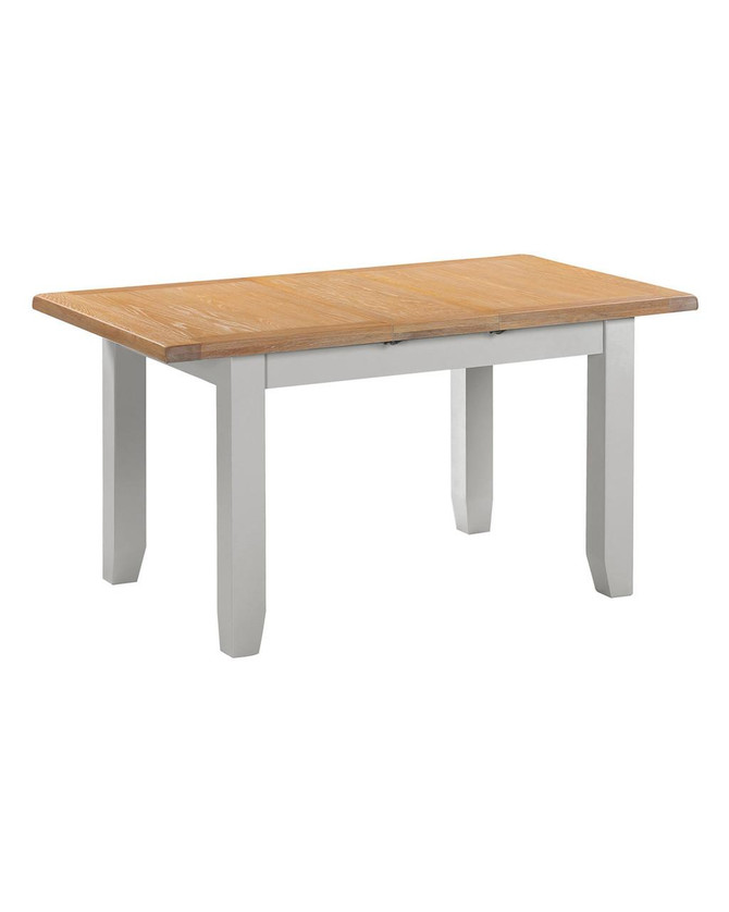 Hampton Pebble Grey Extending Dining Table HG400-403-076, a wooden dining table with a natural wood finish top and pebble grey painted legs, extendable feature shown.