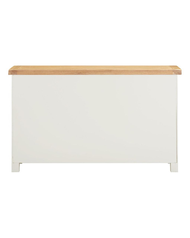 Hampton Ivory 3 Door 3 Drawer Sideboard HI400-405-051, modern sideboard with a ivory painted body and natural wood top surface.