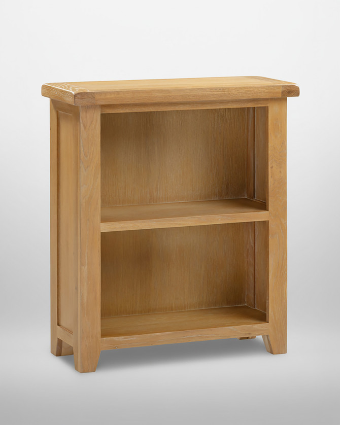 Hampton Oak Low Bookcase HO300-306-052, natural oak finish bookcase with a simple, sleek design and a tall, rectangular shape.