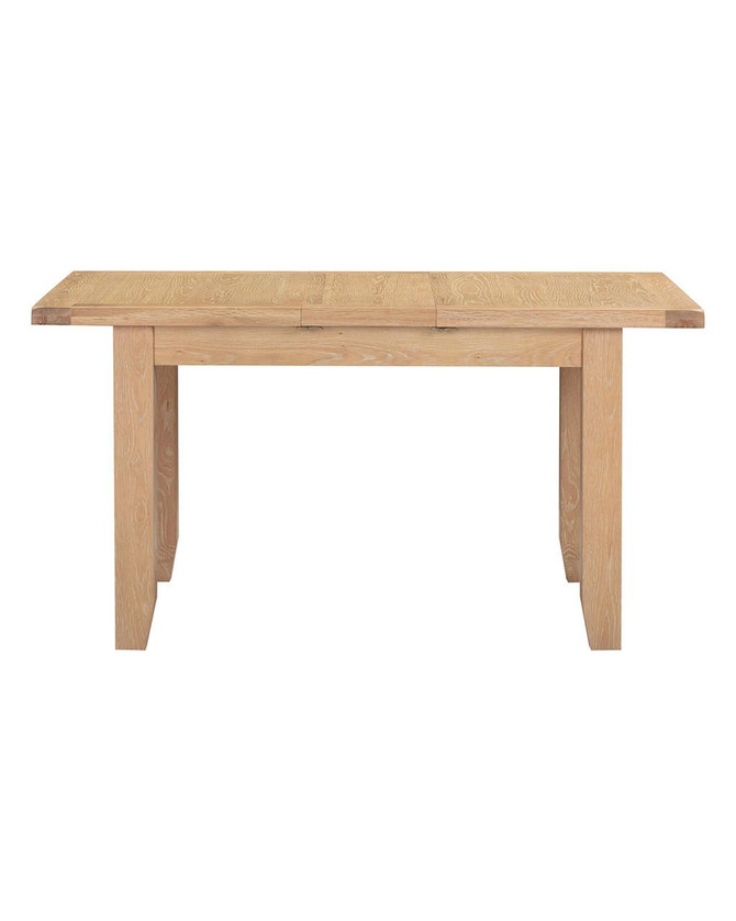 Hampton Oak Extending Dining Table HO400-403-075, a sturdy wooden table with a natural oak finish and an extendable design for versatile dining space.