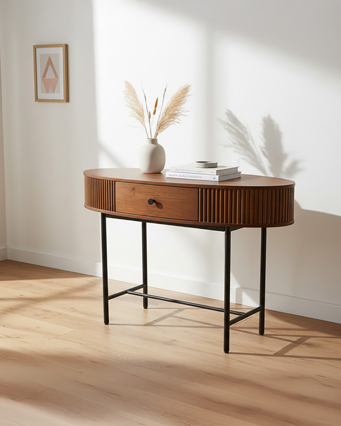Menara Oval Console Table with Drawer