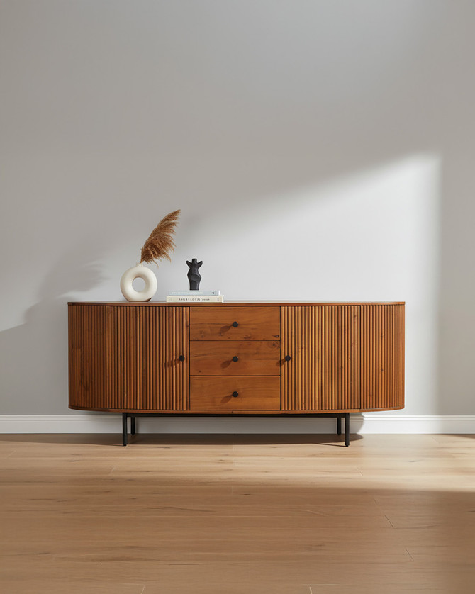 Menara Large Oval Sideboard with Three Drawers Two Doors