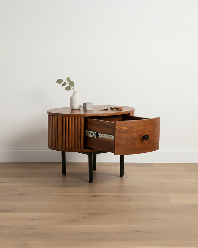 Menara Oval Side Table with Drawer