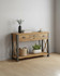 Hulstone Industrial Reclaimed Console Table WFS-BH-HUL02C, wooden and metal console table with three drawers and lower shelf, rustic and industrial design.