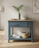 Anchorage Blue Reclaimed Small Console Table WFS-BH-ANC02D, showing a stylish console table with a wooden top and blue painted finish on the body and legs.