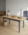 Anchorage Blue Extending Dining Table WFS-BH-ANC04A, a modern dining table with a light wooden top and blue legs, in an extended position.