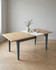 Anchorage Blue Extending Dining Table WFS-BH-ANC04A, a modern dining table with a light wooden top and blue legs, in an extended position.