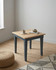 Anchorage Blue Square Dining Table WFS-BH-ANC04B, modern square dining table with a natural wood top and blue-painted legs.