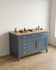 Anchorage Blue Hidden Home Office Desk WFS-BH-ANC06A, versatile blue desk with a natural wood top, multiple storage drawers, and open cabinets suitable for home office use.