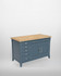 Anchorage Blue Hidden Home Office Desk WFS-BH-ANC06A, versatile blue desk with a natural wood top, multiple storage drawers, and open cabinets suitable for home office use.