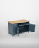Anchorage Blue Hidden Home Office Desk WFS-BH-ANC06A, versatile blue desk with a natural wood top, multiple storage drawers, and open cabinets suitable for home office use.