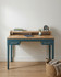 Anchorage Blue Desk / Dressing Table WFS-BH-ANC06B, a stylish study desk with a blue finish, wooden top, and a raised wooden shelf for organisation.