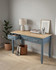 Anchorage Blue Desk / Dressing Table WFS-BH-ANC06C, a stylish study desk with a blue finish, wooden top, and a raised wooden shelf for organisation.