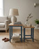 Anchorage Blue Nest of Two Tables WFS-BH-ANC08B, set of two small accent tables with wooden tops and blue painted legs suitable for living room or bedroom decor.