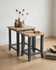 Anchorage Blue Nest of Two Tables WFS-BH-ANC08B, set of two small accent tables with wooden tops and blue painted legs suitable for living room or bedroom decor.