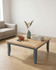 Anchorage Blue Square Open Coffee Table WFS-BH-ANC08C, a modern square coffee table with a wooden top and blue painted legs.