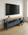 Anchorage Blue Large Widescreen Television Cabinet WFS-BH-ANC09B, stylish blue TV stand with a wooden top and multiple drawers.