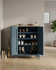 Anchorage Blue Shoe Storage Cupboard WFS-BH-ANC20A, blue shoe storage cabinet with wooden top and double doors.