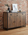 Hyloft Reclaimed Sideboard With 3 Doors & 4 Drawers WFS-BH-HYL02C, wooden sideboard with black metal frame and multiple storage compartments.