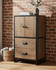 Hyloft Reclaimed Modular Medium Cupboard with Doors VBR02M03, a wooden storage unit with black metal frame and handles, featuring two doors on the top and two drawers at the bottom.