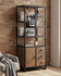 Hyloft Reclaimed Modular Tall Cupboard with doors, drawers, shelves WFS-BH-HYL02M05, black metal frame with wooden cabinet doors and drawers, modern storage furniture.