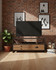 Hyloft Reclaimed Widescreen Television Cabinet WFS-BH-HYL09A, modern TV stand with a wooden top and underneath storage drawers, black metal frame design.