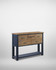 Saltmarsh Blue Sideboard / Console Table WFS-BH-SAL02C, a modern wooden sideboard with a blue frame and natural wood drawers and tabletop, featuring black handles and a lower shelf for additional storage.