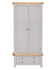 Hampton Pebble Grey 2 Door 1 Drawer Wardrobe HG100-101-230, a modern grey wardrobe with two doors, a wooden top and base, and a spacious drawer at the bottom.