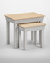 Hampton Pebble Grey Nest of 2 Tables, two nested tables with light wooden tops and grey-painted legs and frames, modern furniture design.