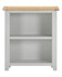Hampton Pebble Grey Low Bookcase HG300-306-053, modern  bookcase with a natural wood top shelf, two open shelves for storage or display.