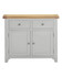 Hampton Pebble Grey 2 Door 2 Drawer Sideboard HG400-405-047, a modern sideboard with a white body, gray drawers with round knobs, and a natural wood top for stylish storage.