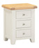 Hampton Ivory 3 Drawer Bedside, modern white bedside table with three drawers and natural wood top design.