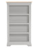 Vermont Bookcase in Pebble Grey/Oak VM300-306-055, a tall white wooden bookcase with three shelves and a natural oak top, showcasing a classic and elegant storage solution.