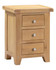 Hampton Oak 3 Drawer Bedside HO100-103-116, wooden bedside table with three drawers and silver knobs, crafted from oak wood showing natural grain and finish.