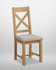 Hampton Oak Cross Back Chair (Box of 2), wooden chair with a light oak finish, X-shaped backrest, padded beige seat cushion, suitable for dining room furniture.