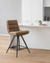 Hamilton Swivel Counter Chair in Tan, modern bar stool with cushioned seat and backrest, black metal legs, sold as a pair, with a sleek design suitable for kitchen islands or bar areas.